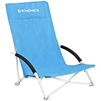 SONGMICS GCB61BU - Silla de Playa portátil con Respaldo Alto (Plegable- Ligera- cómoda- Resistente- Silla de Exterior…